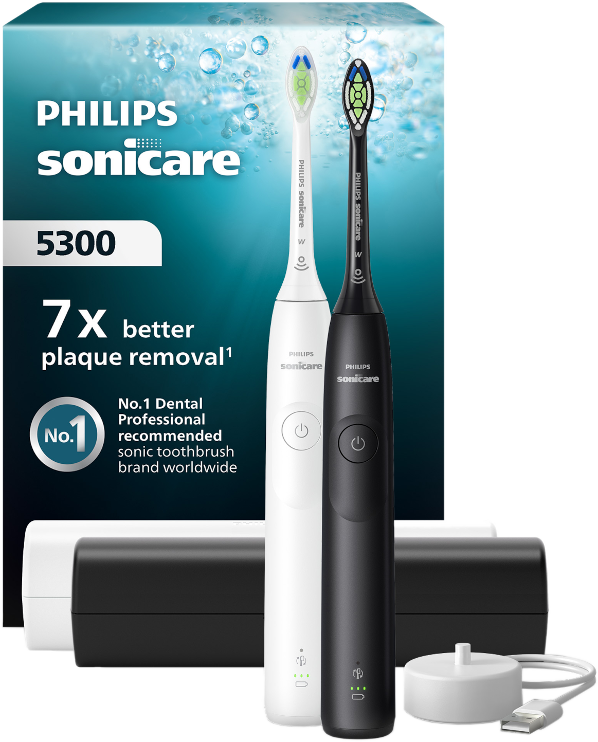 Philips Sonicare 5300 Series Duopack Hx7109/01 Elektrische Tandenborstel Zwart En Wit