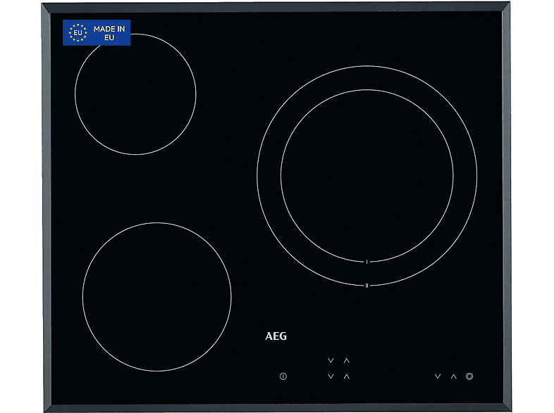 Placa vitrocerámica - AEG HK623021FB, 3 zonas, Zona grande 27 cm, Mandos independientes, 60 Negro
