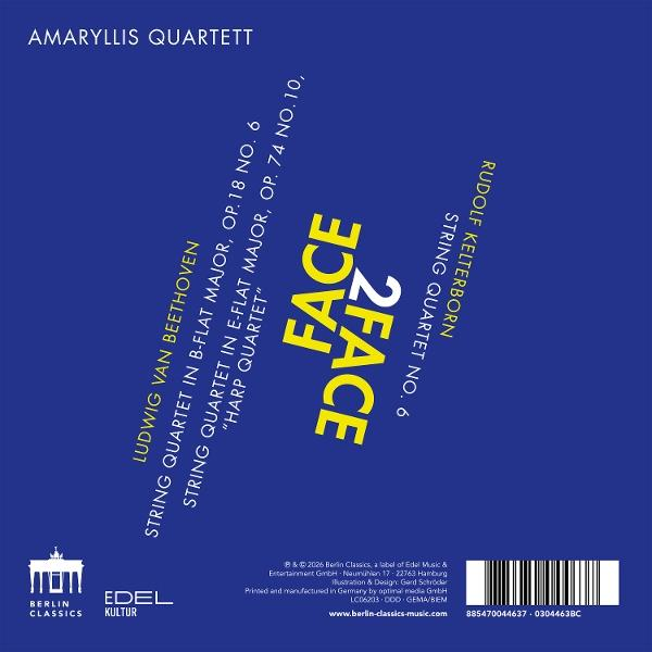 Albumcover mit dem Titel 'Amaryllis Quartett' und Künstlernamen. Enthält Texte über Ludwig van Beethoven und Rudolf Kelterborn.