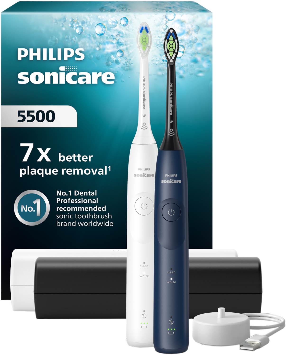 Philips Sonicare 5500 Series Duopack Hx7119/01 Elektrische Tandenborstel Zwart En Wit