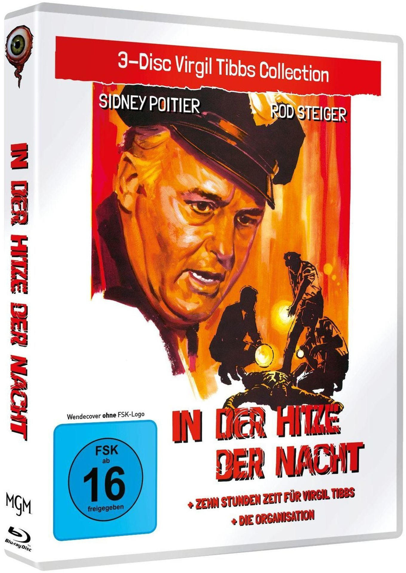 DVD-Cover. Porträt von Sidney Poitier. Titel: In der Hitze der Nacht. Weitere Schauspieler: Rod Steiger. Blu-ray Disc Logo.