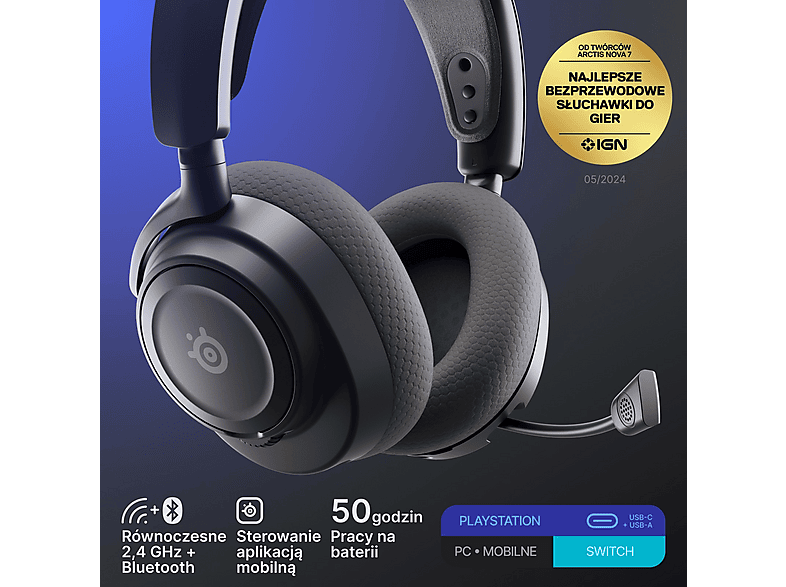 Słuchawki bezprzewodowe STEELSERIES Arctis Nova 7P Gen 2 Czarny – zdjęcie 3
