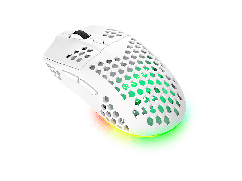 Ratón gaming - Trust GXT 929W, Inalámbrica, 4.800 dpi, Ultraligero, Iluminación RGB, Blanco