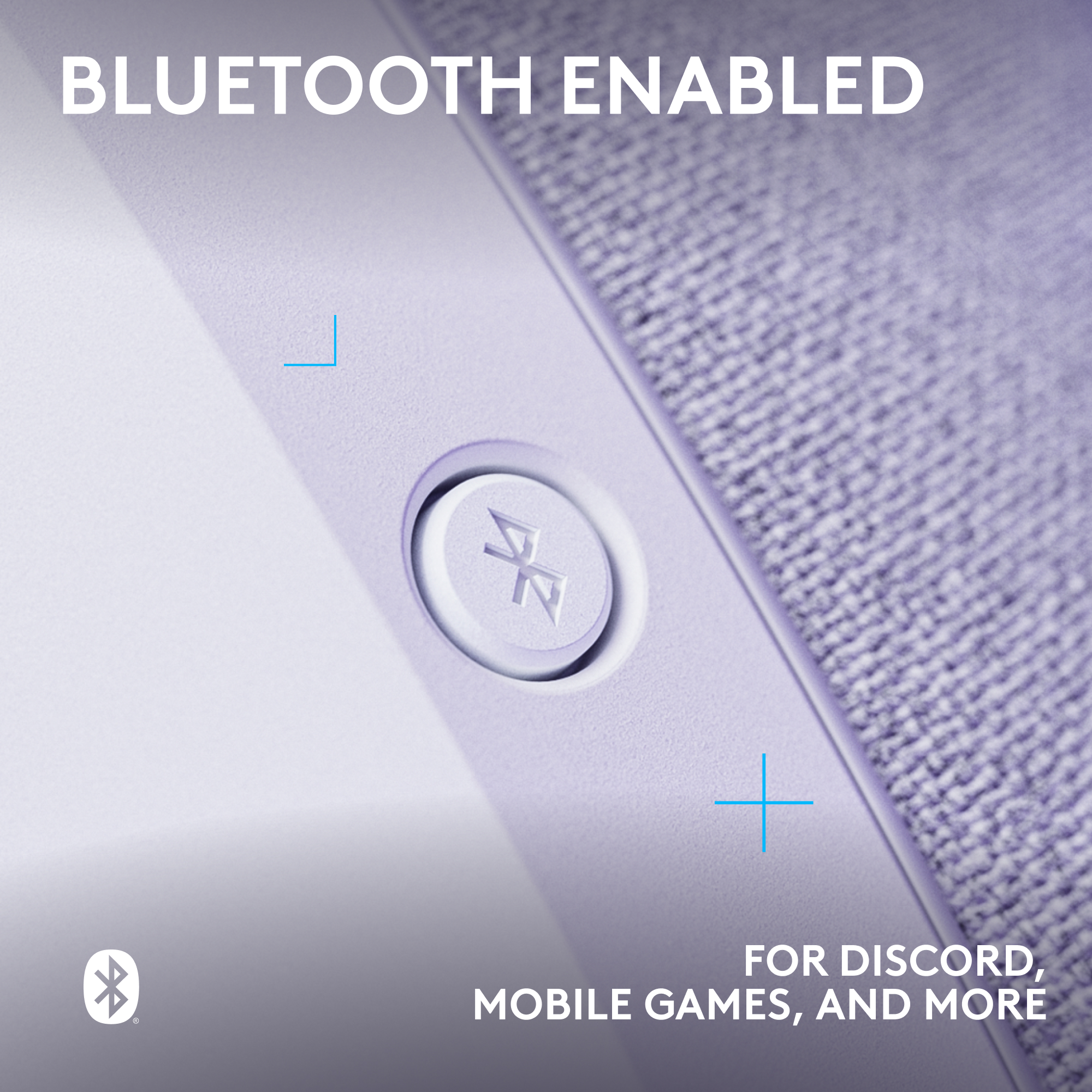 L'immagine mostra un altoparlante con un pulsante. Testo: Bluetooth abilitato. Per Discord, giochi mobili e altro.