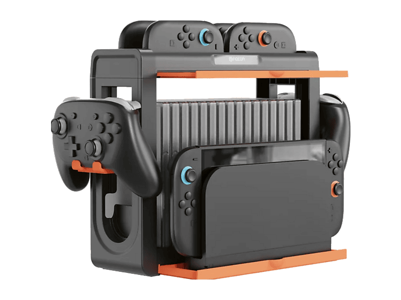 Base de carga - Nacon Dock'N Store Max, Para Nintendo Switch 2, Con ranuras almacenamiento para mandos y juegos, Negro