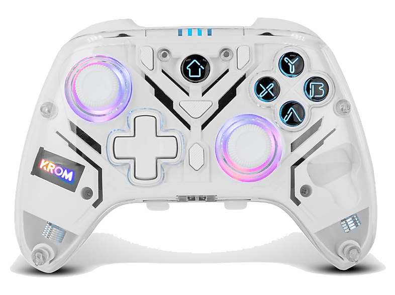 Mando Nintendo Switch - Krom Krystal, Para 1 y 2, PC, iOS Android, Inalámbrico, RGB, Transparente