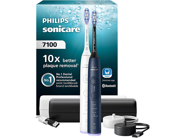 Philips Sonicare 7100 Series Duopack Hx7429/01 Elektrische Tandenborstel Wit En Blauw