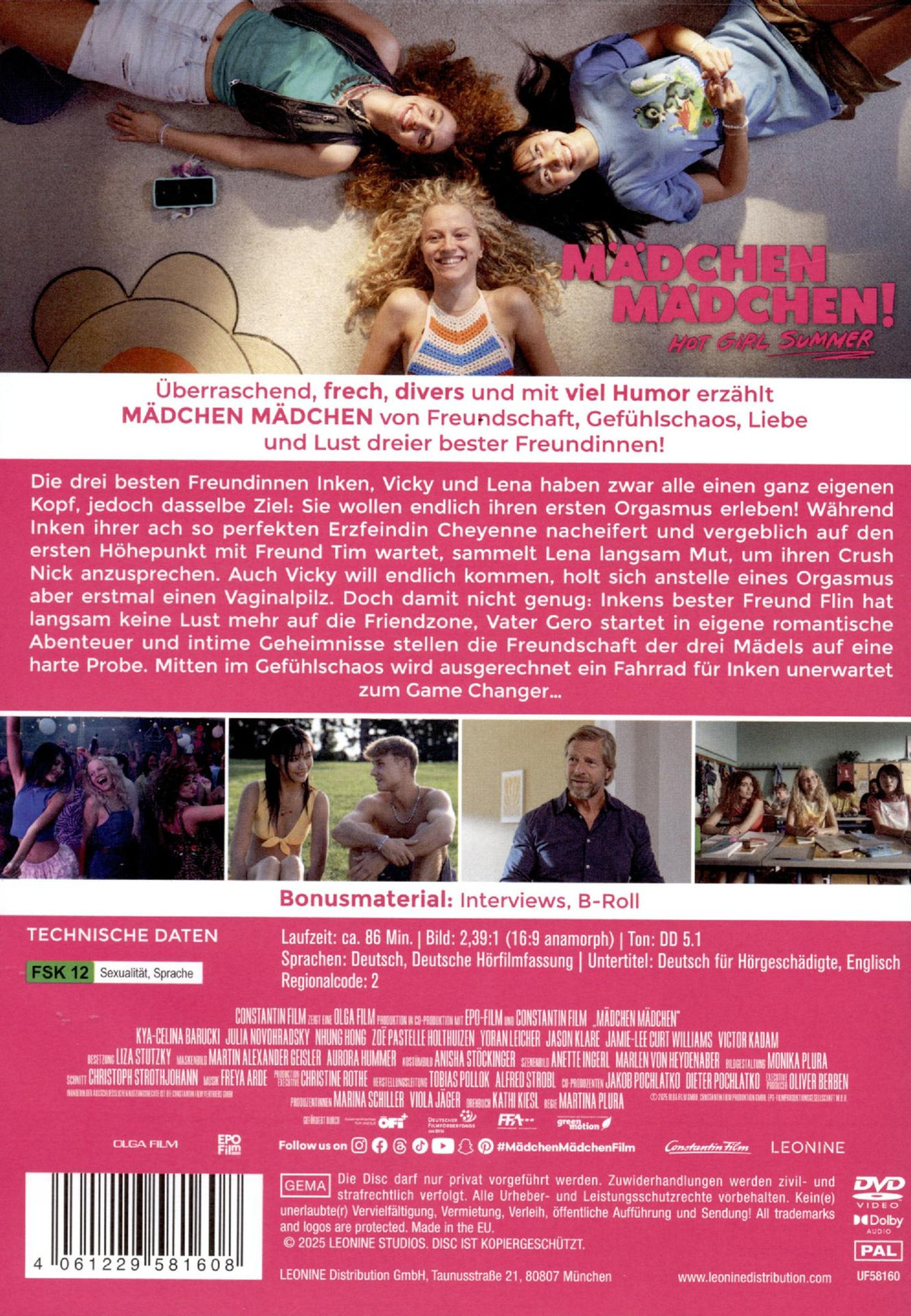 Filmposter mit drei lächelnden Mädchen. Text ist darüber.
