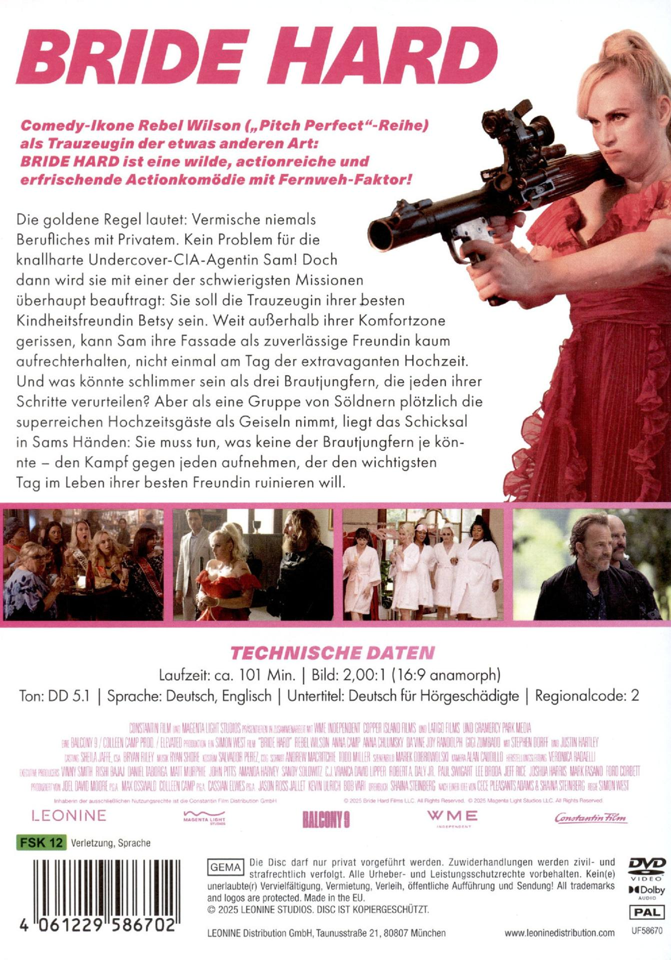 Poster für den Film Bride Hard. Eine Frau hält eine Waffe, roter Text, Filmcredits und ein DVD-Logo sind zu sehen.