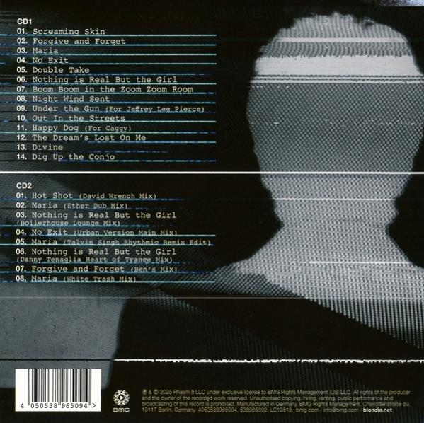 CD-Cover mit Titelliste, Künstler-Silhouette, Schwarz-Weiß. Barcode und BMG-Logo unten.