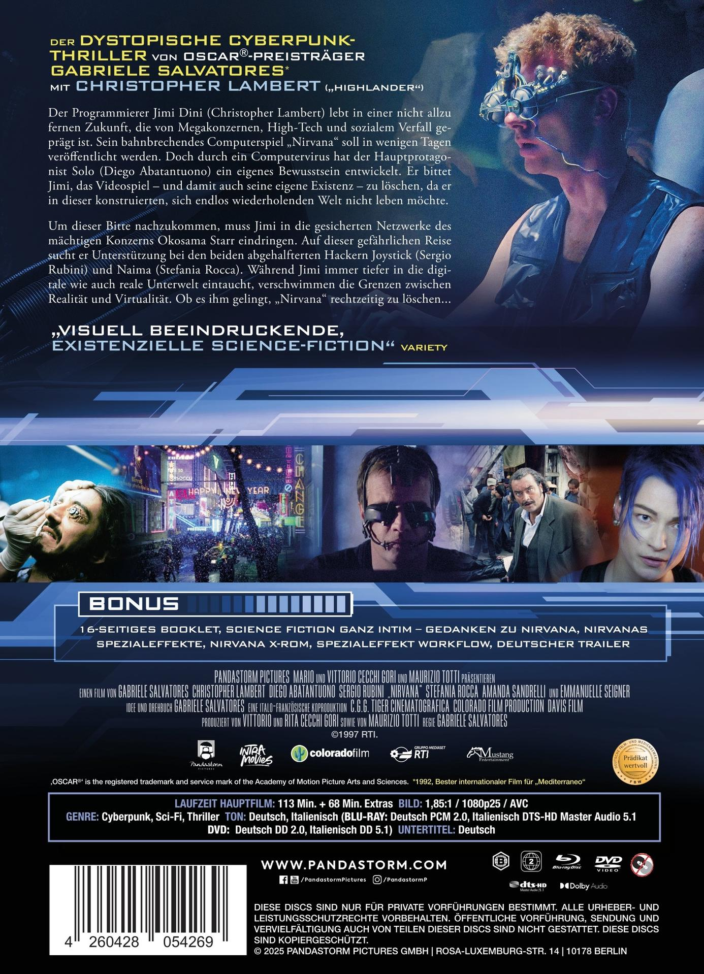 Poster für den Film Nirvana. Es zeigt mehrere Schauspieler und Text.