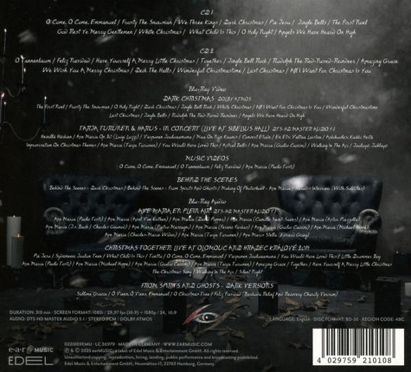 CD-Cover mit Titellisten, Künstlernamen und einem dunklen, augenförmigen Designelement.
