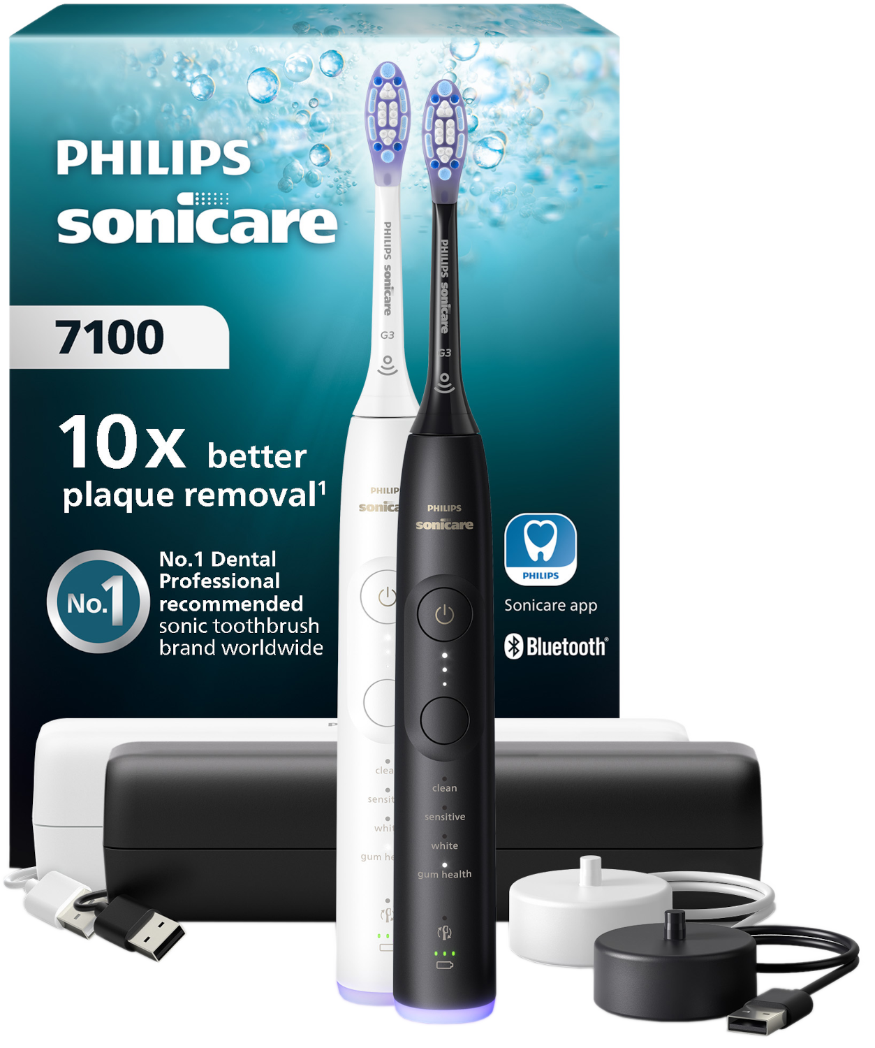 Philips Sonicare 7100 Series Duopack Hx7429/02 Elektrische Tandenborstel Wit En Zwart