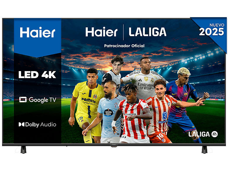Haier K85 Series H75K85FUX, Smart (Google TV), 4K HDR10, 4x HDMI 2.1, Dolby Audio, Dbx-tv, Negro