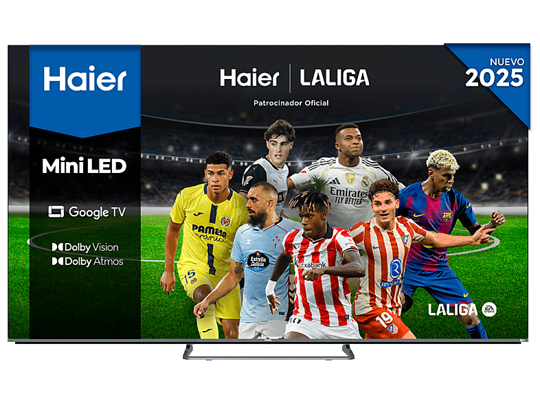 Haier M80 Series H55M80FUX, Smart (Google TV), 4K Dolby Vision, Atmos, KEF 60W 2.1, 4x HDMI Negro
