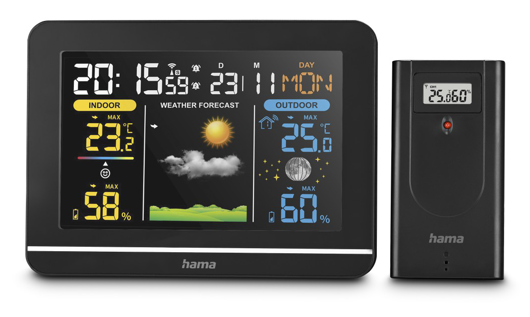 HAMA Usedom Színes időjárás állomás, fekete (222242)