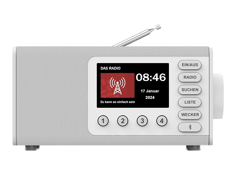 HAMA DR1001 DAB-Radio mit Wecker, Digital, FM, DAB, DAB+, Bluetooth, Weiss