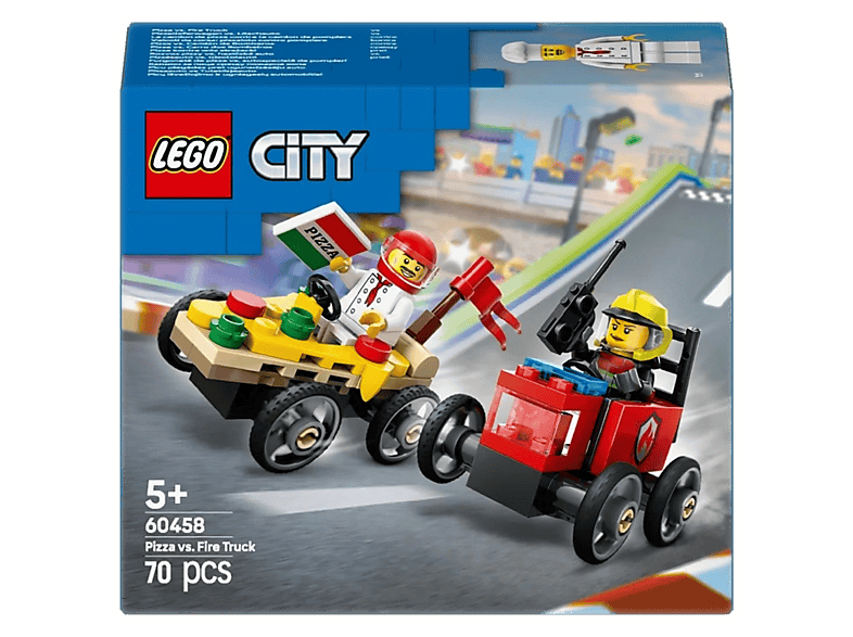 Klocki LEGO City Zestaw wyścigówek: pizza kontra wóz strażacki 60458 Wielokolorowy