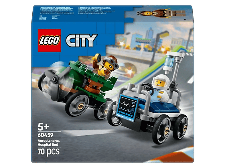 Klocki LEGO City Zestaw wyścigówek: samolot kontra łóżko szpitalne 60459