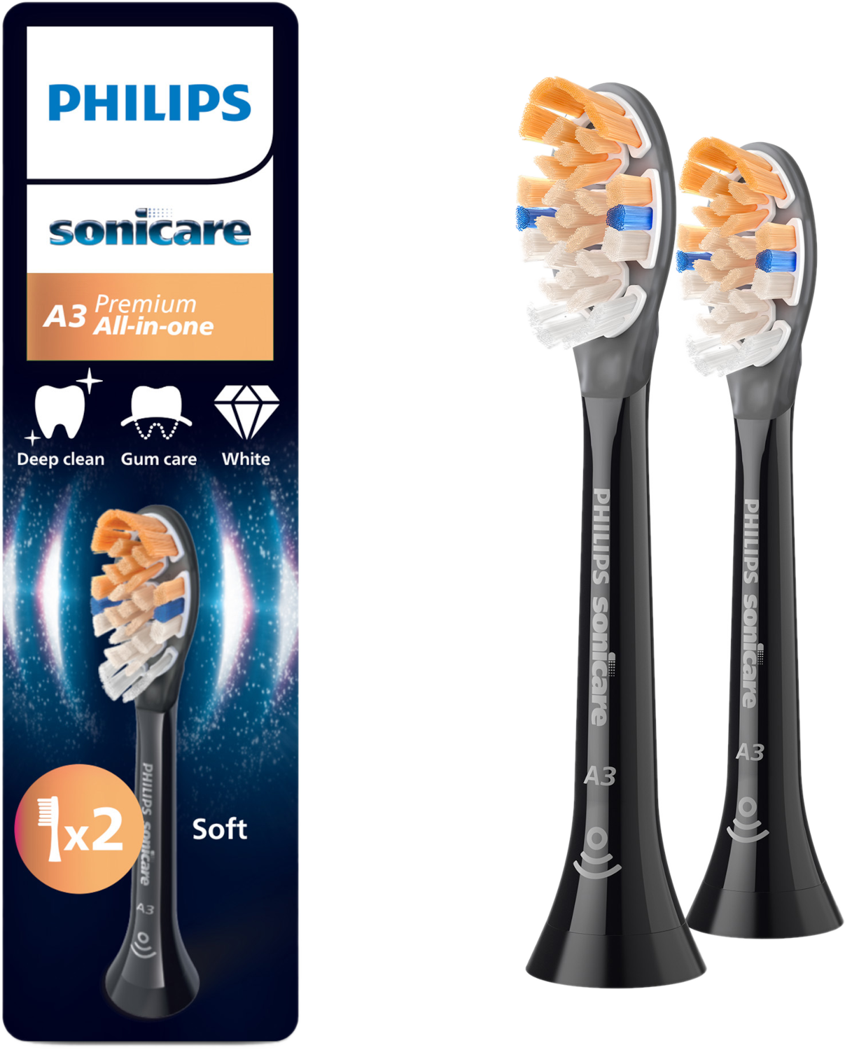 Philips Sonicare 2 A3 Premium All-in-one Hx9092/88 Opzet Borstels Zwart