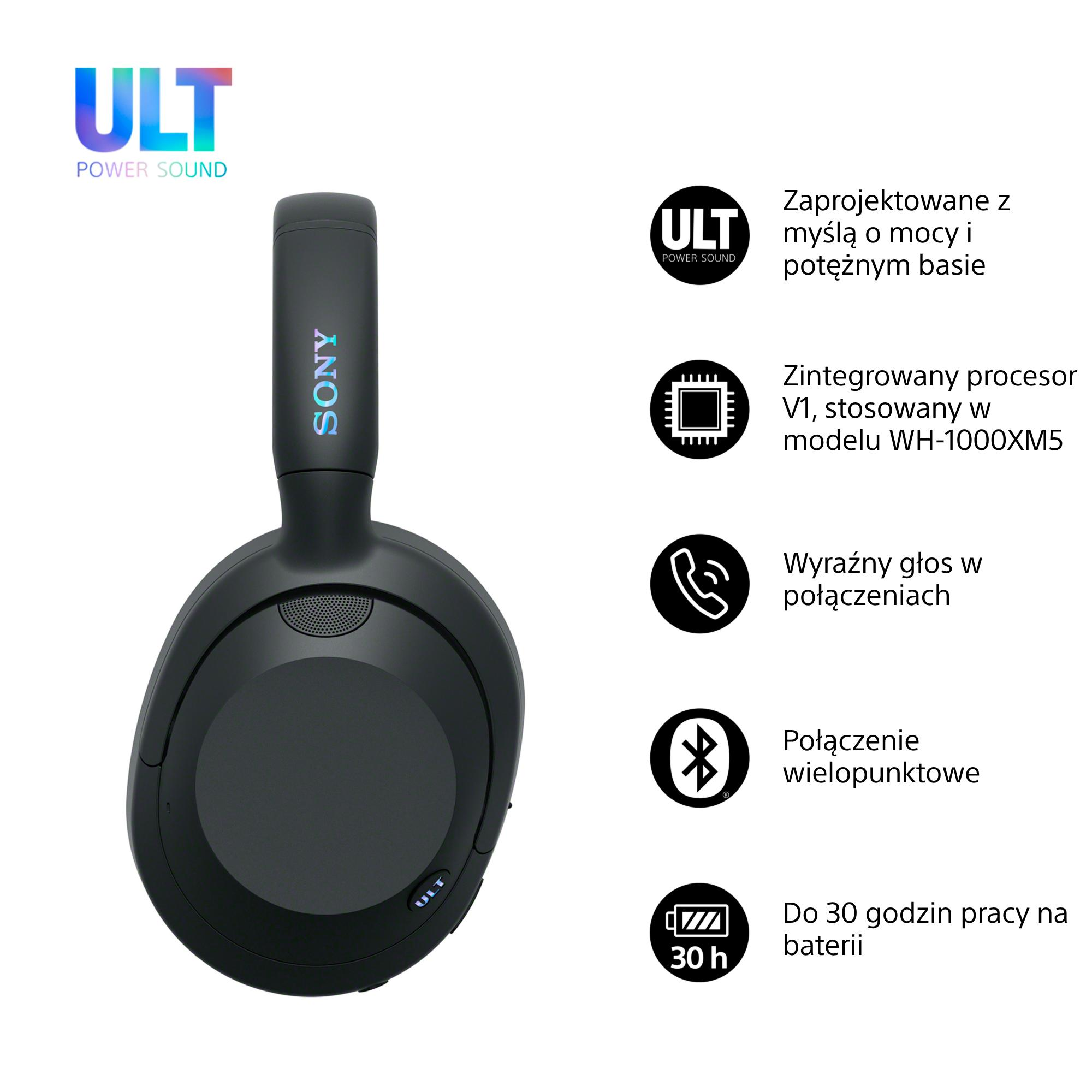 Słuchawki SONY ULT WEAR Power Sound ANC Czarny | MediaMarkt