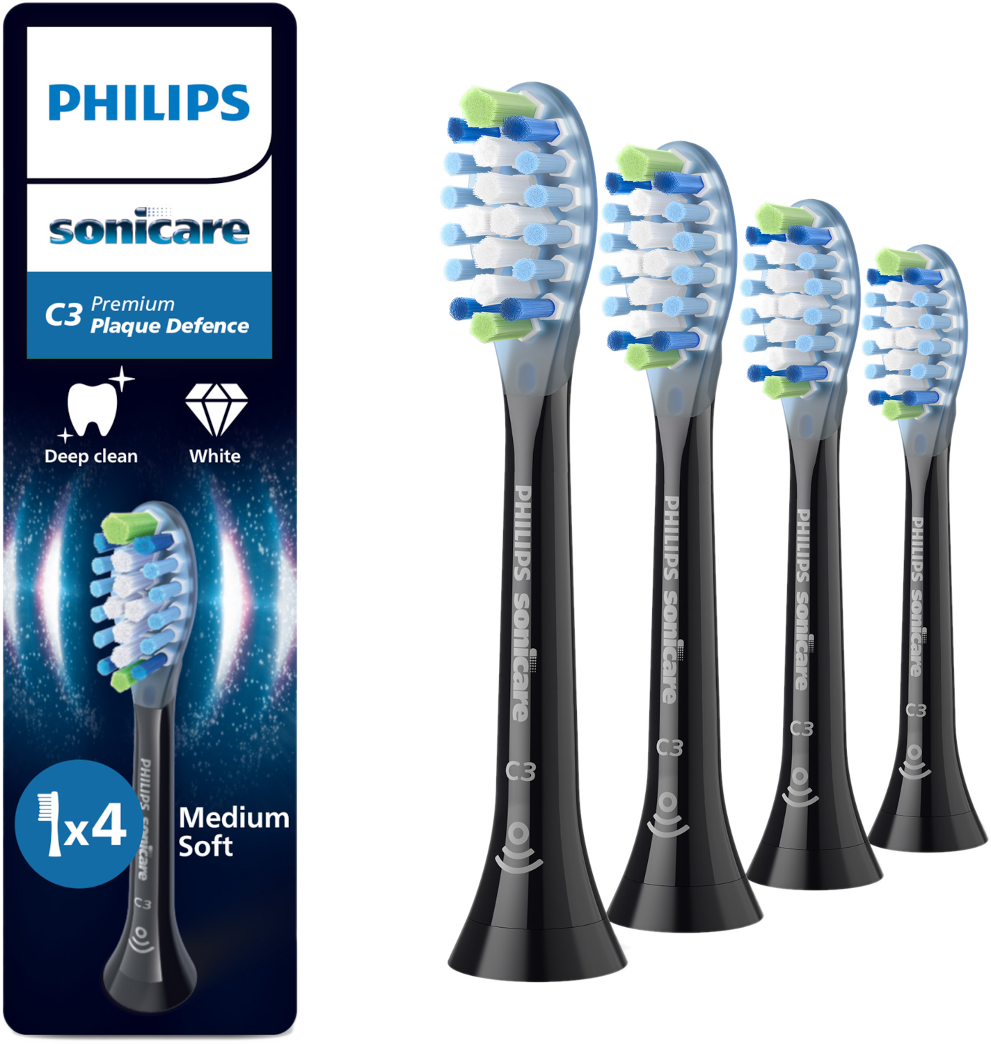 Philips Sonicare 4 C3 Premium Plaque Defence Hx9044/88 Opzet Borstels Zwart