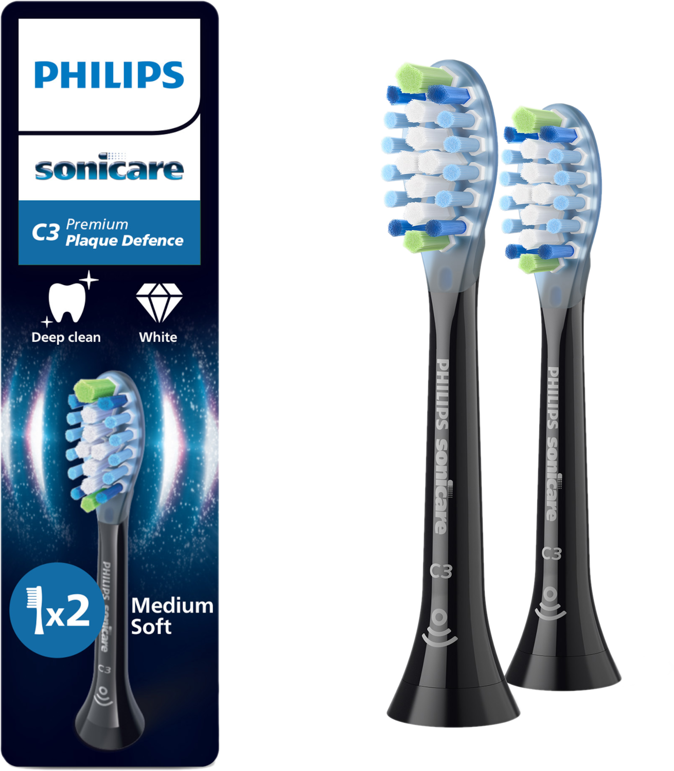 Philips Sonicare 2 C3 Premium Plaque Defence Hx9042/88 Opzet Borstels Zwart
