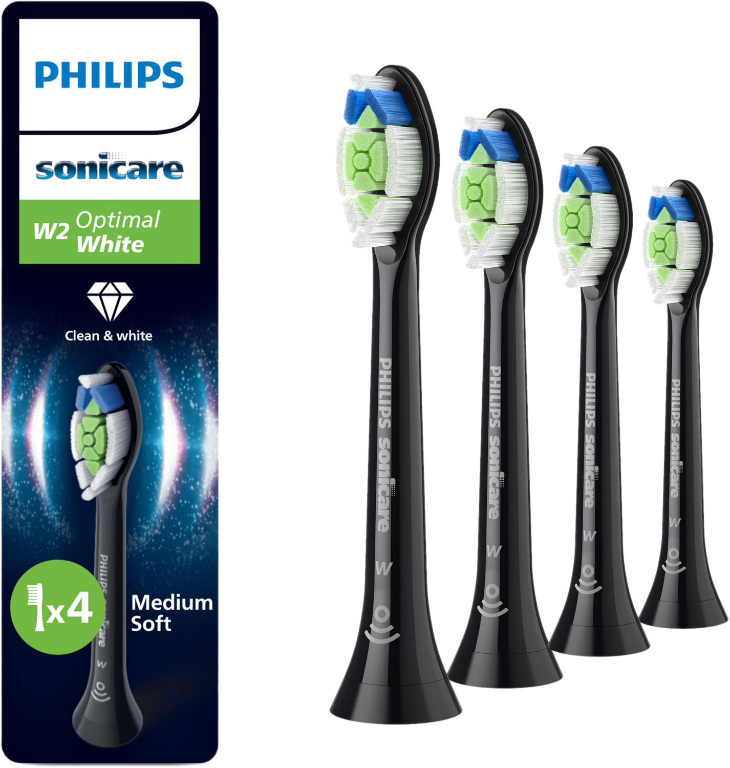 Philips Sonicare Opzetborstels 4 W2 Optimal White Hx6064/88 Opzet Borstels Zwart