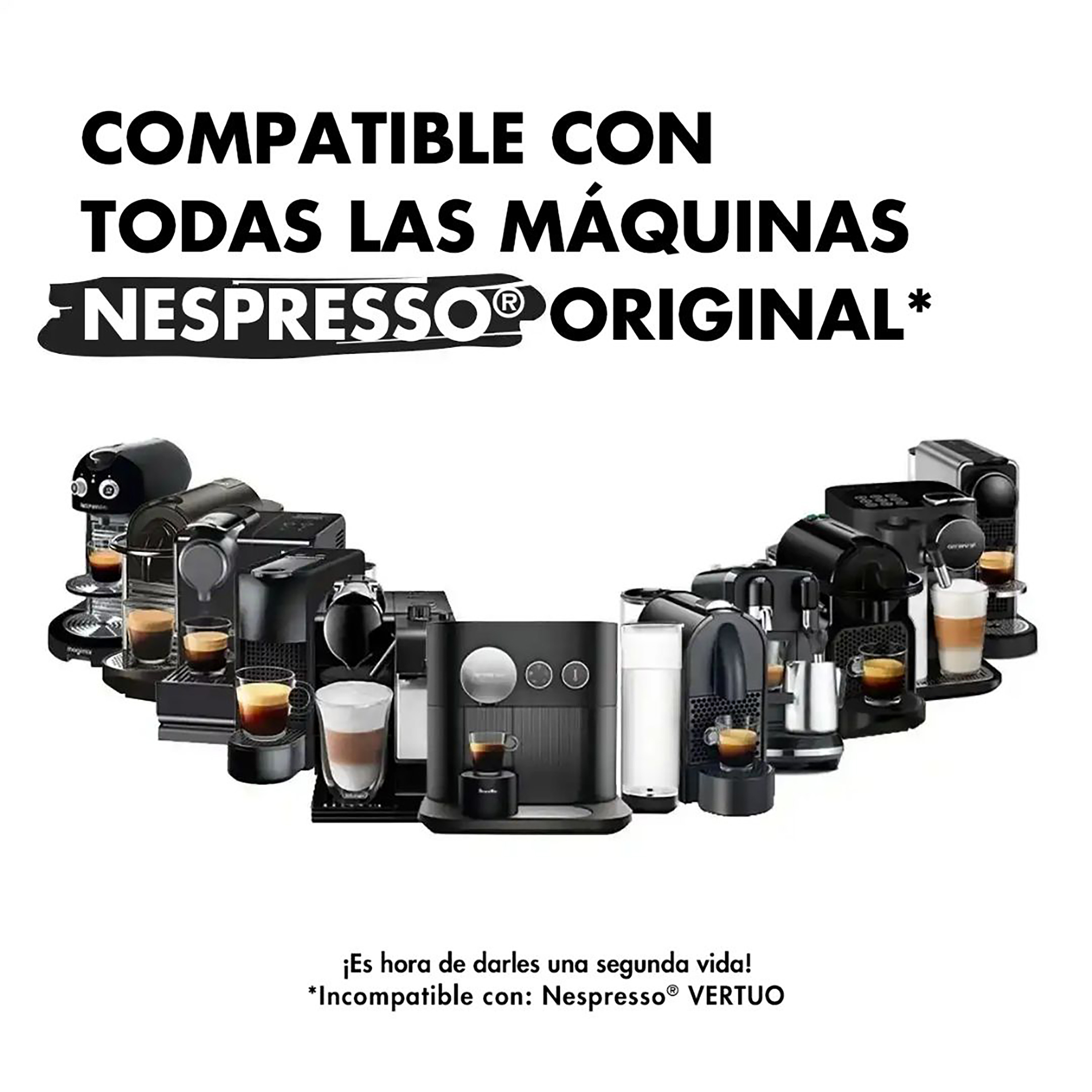 Compatible con todas las máquinas Nespresso original. ¡Es hora de darles una segunda vida! Incompatible con Nespresso Vertuo