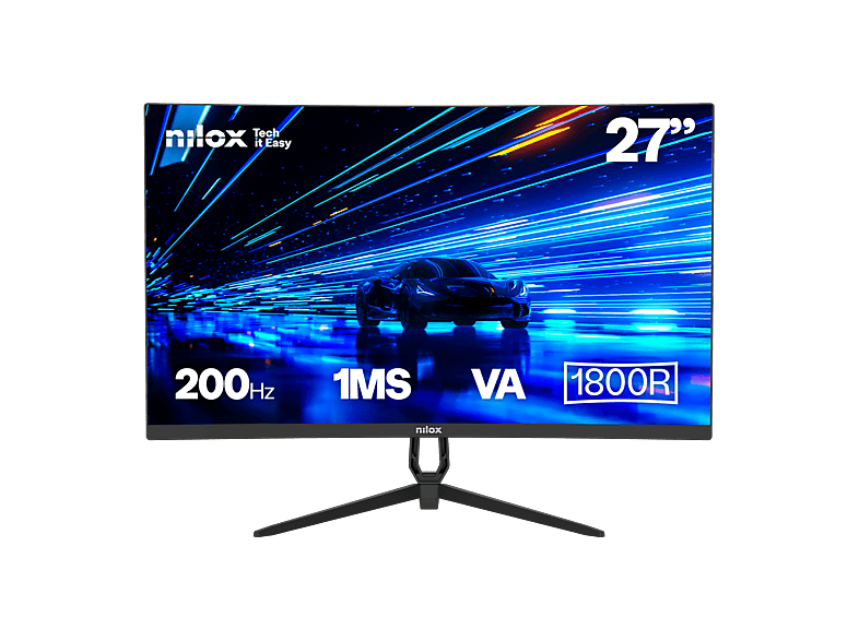 Nilox NXM27CRV2001, 27 Full-HD, 200 Hz, 1 ms, VA (Alineación Vertical), Curvo, 1x HDMI, DisplayPort
