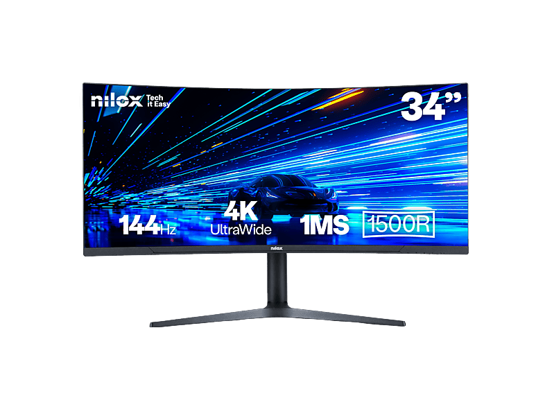 Nilox NXM344KD11, 34 UWQHD, 144 Hz, 1 ms, Curvo, Alineación Vertical Multi-Dominio (MVA), G-SYNC, Altavoces incorporados