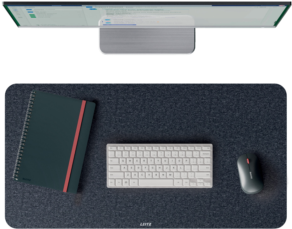 LEITZ Nagy méretű filc asztalvédő könyökalátét, 360x700x3 mm, sötétszürke (53830089)