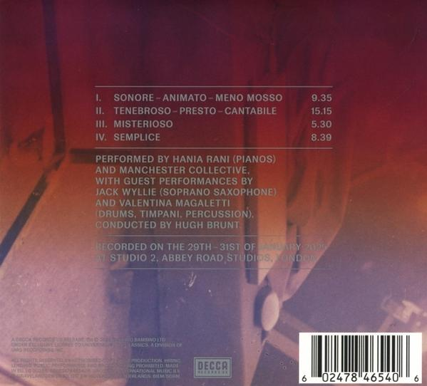 CD-Cover mit Titelliste, Künstlergutschrift und Barcode. Hintergrund ist verschwommen rot und lila.
