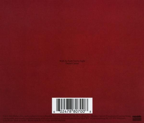 Das Bild zeigt einen dunkelroten Hintergrund mit Text oben und einem Barcode unten. Der Text lautet 'Walk by Faith Not by Sight'.