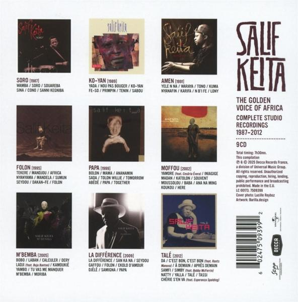 Albumcover. Bild von Salif Keita. Text und Albumtitel sind sichtbar.