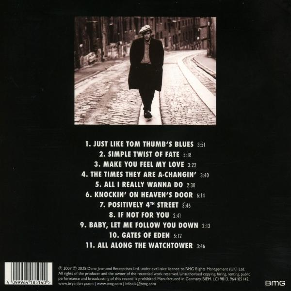 Albumcover: Mann in Mantel geht auf Straße, Titelliste und Copyright-Informationen. Schwarz und weiß.