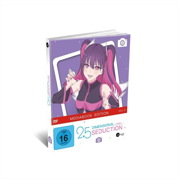 DVD-Hülle mit Anime-Illustration einer Frau mit pinkfarbenem Haar. Auf der Hülle steht: 2.5 Dimensional Seduction. FSK 16.