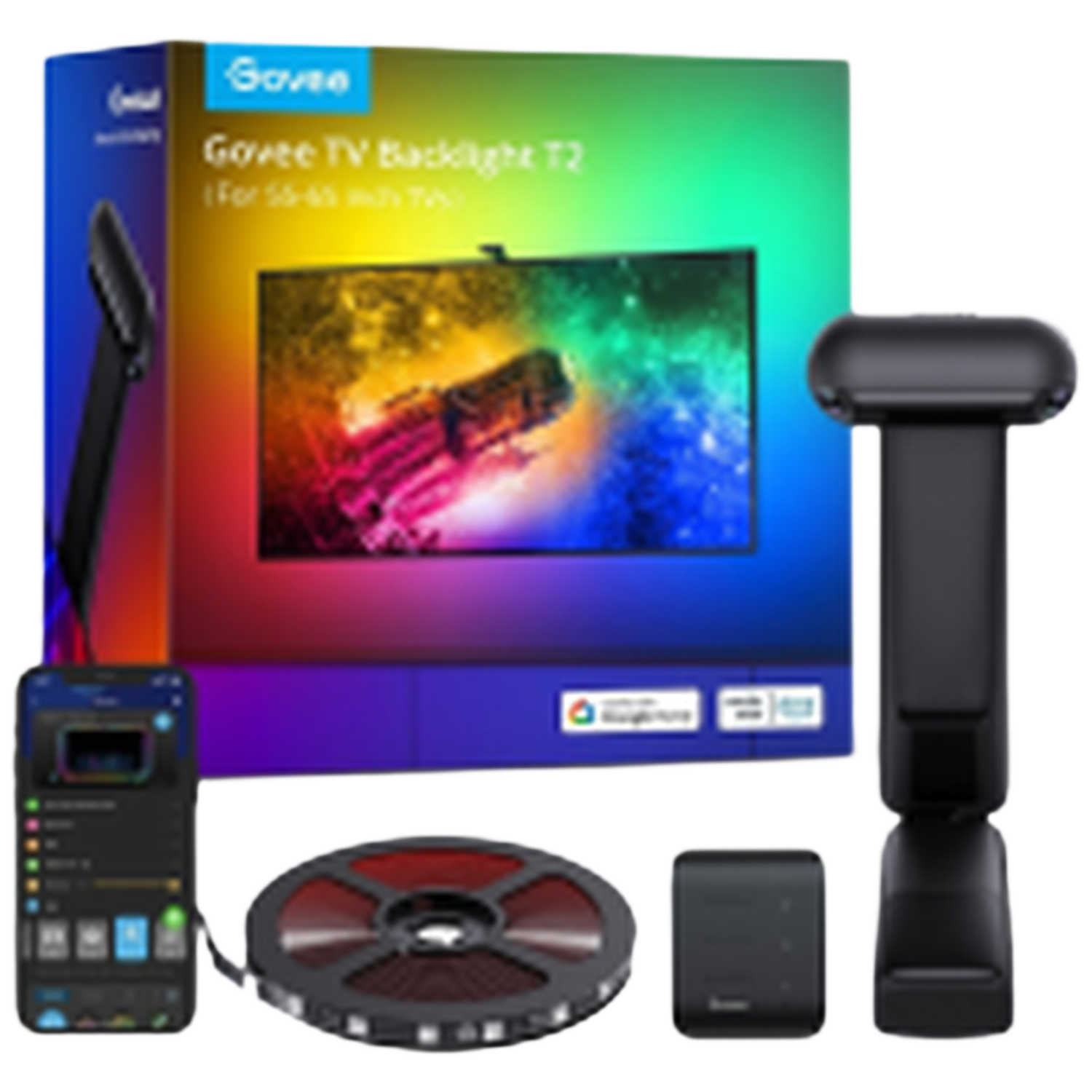 Govee Envisual Tv Backlight T2 With Dual Cameras (55~65 Inch) Slimme Ledstrip Zwart afbeelding