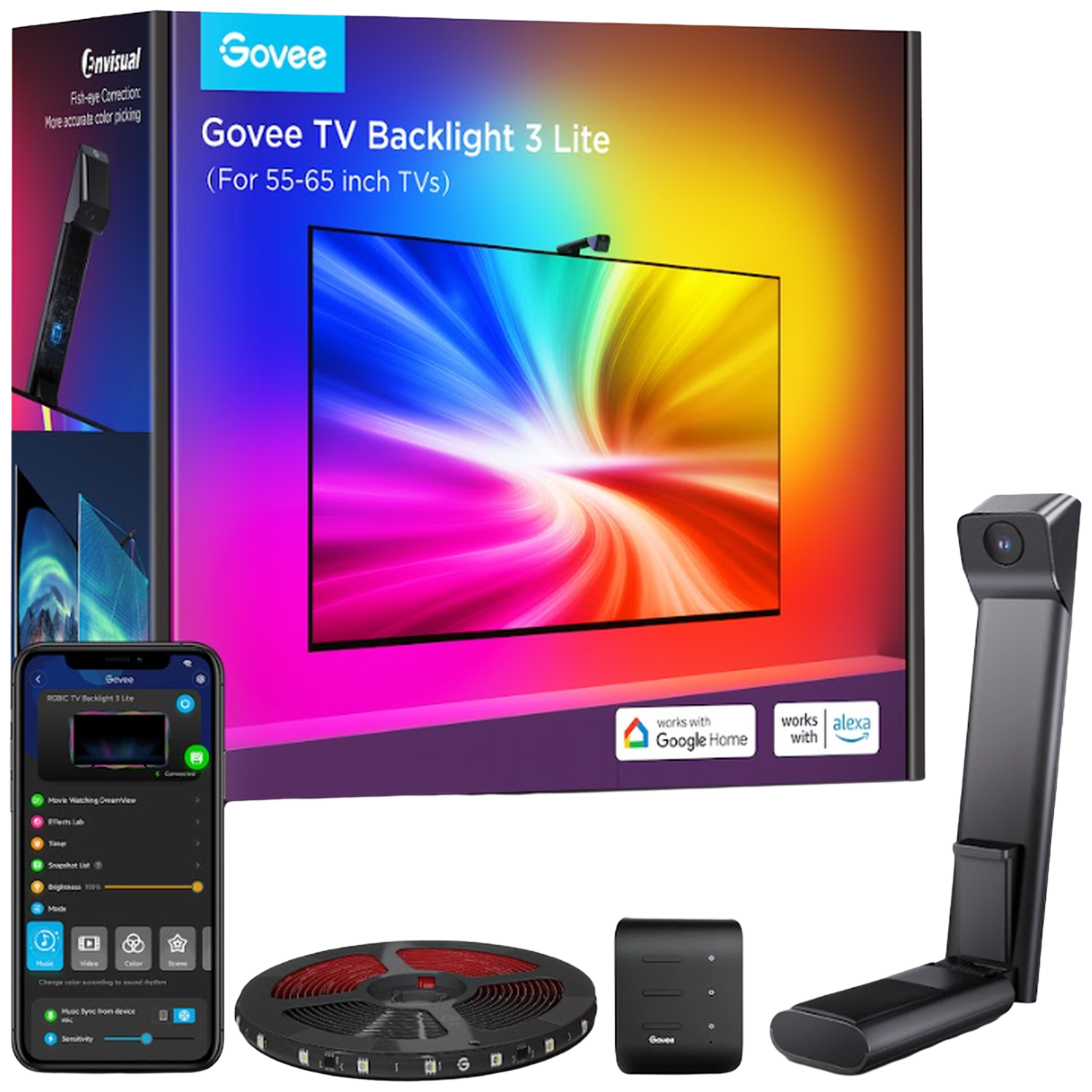 Govee Tv Backlight 3 Lite (75~85 Inch) Slimme Ledstrip Zwart afbeelding