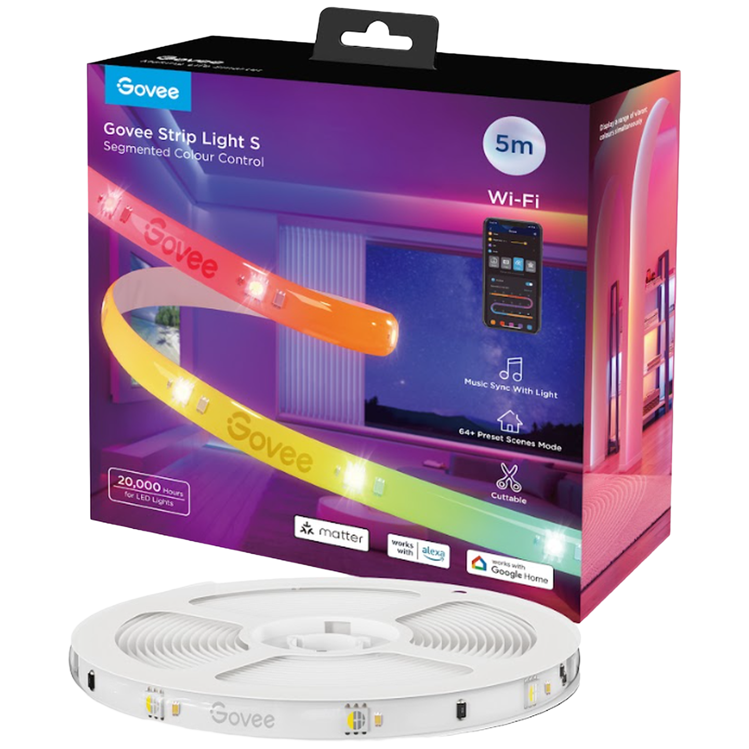Govee Rgbic Strip Light S - With Protective Coating (5m) Slimme Ledstrip Wit