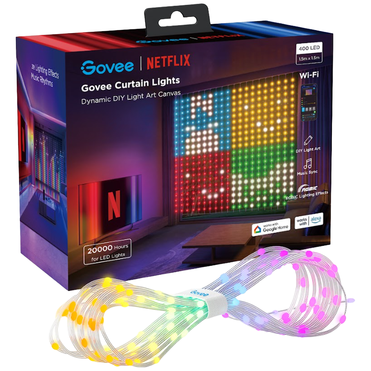 Govee Curtain Light Netflix Co-branding Slimme Ledstrip Transparant