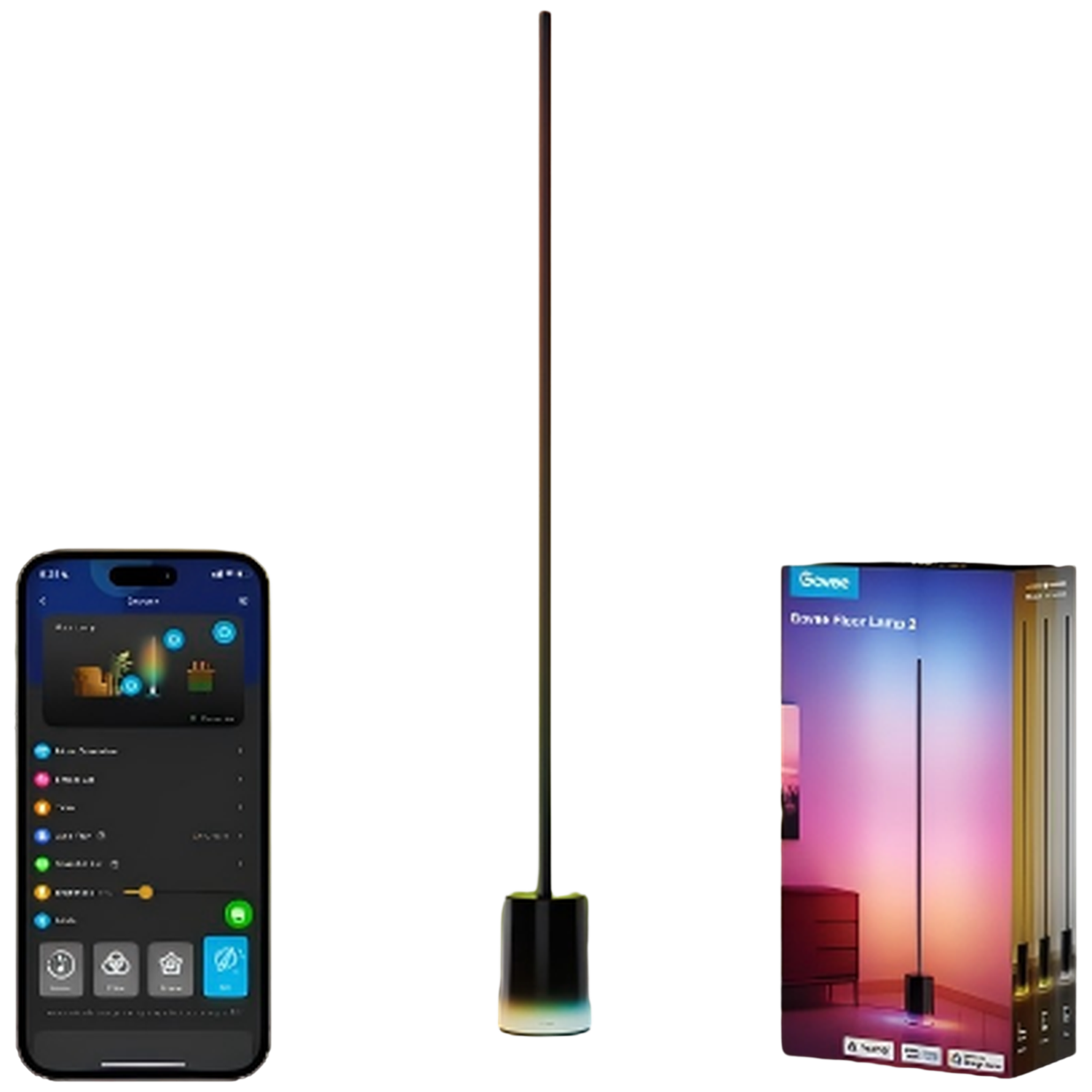 Govee Rgbicww Floor Lamp 2 Slimme Ledlamp Zwart afbeelding