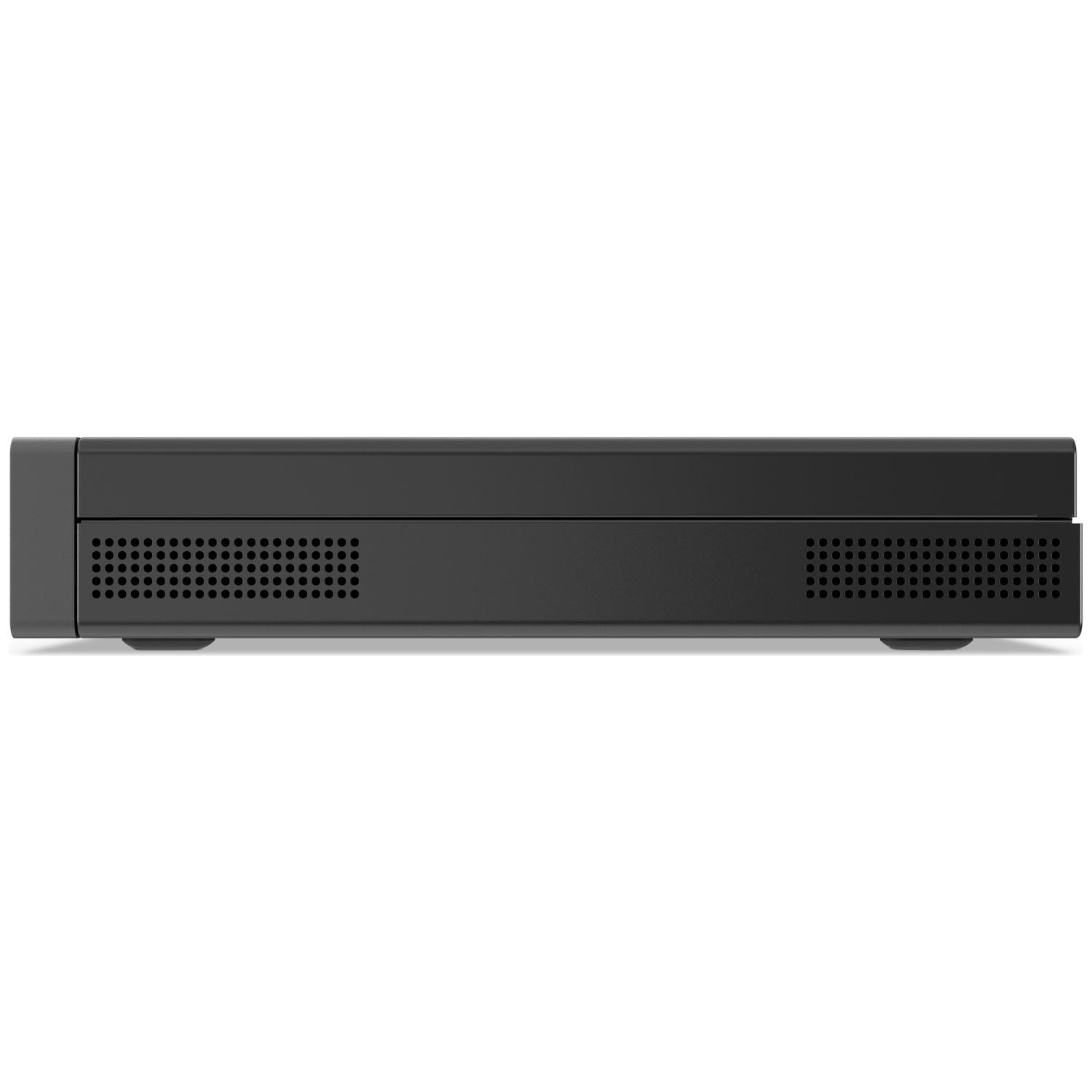 A black rectangular device with ventilation holes. It sits on two small feet and has a clean, minimalist design against a white background.