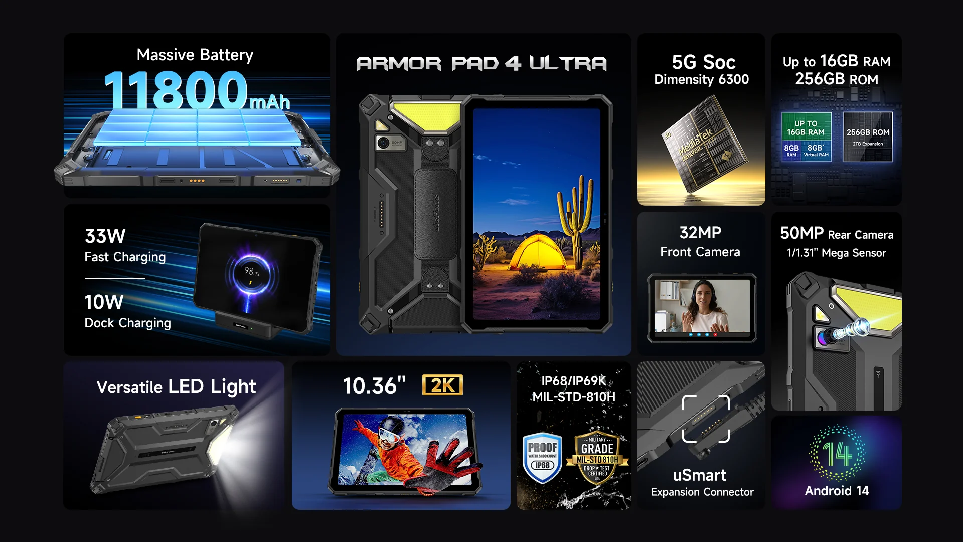 Tablet hatalmas akkumulátorral, 5G-vel és 16 GB RAM-mal, a készülék képeivel és specifikációival.