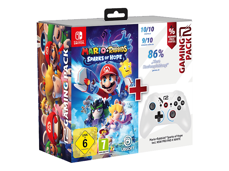 Mario + Rabbids: Sparks of Hope R2 NSW Pro Pad X White Gaming Pack - Nintendo Switch [Deutsch, Französisch, Italienisch]