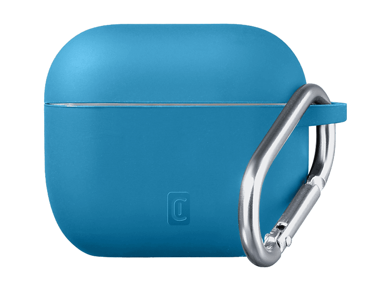 Funda - CellularLine Bounce, Compatible con AirPods Pro 3, Silicona, Con Gancho, Azul