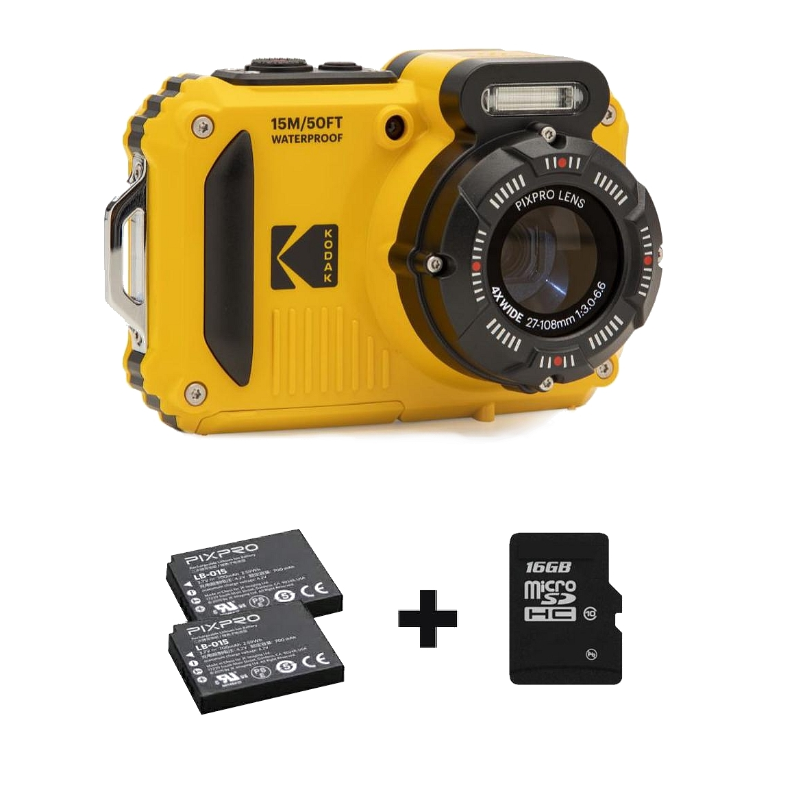 KODAK Pixpro WPZ2/4X Su Altı Fotoğraf Makinesi Sarı 16 GB SD+ 2