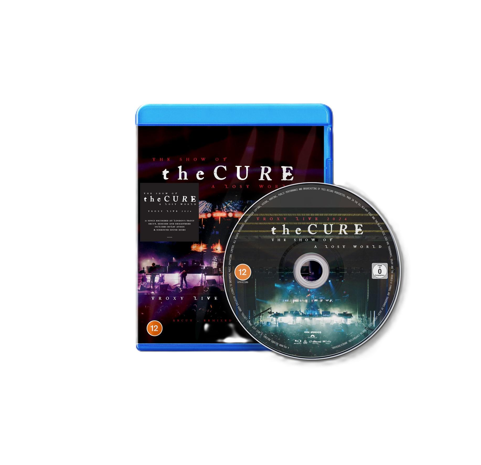 Blu-ray disc en hoesje voor The Cure's "The Show of The Cure: A Lost World". De disc toont een podiumoptreden.