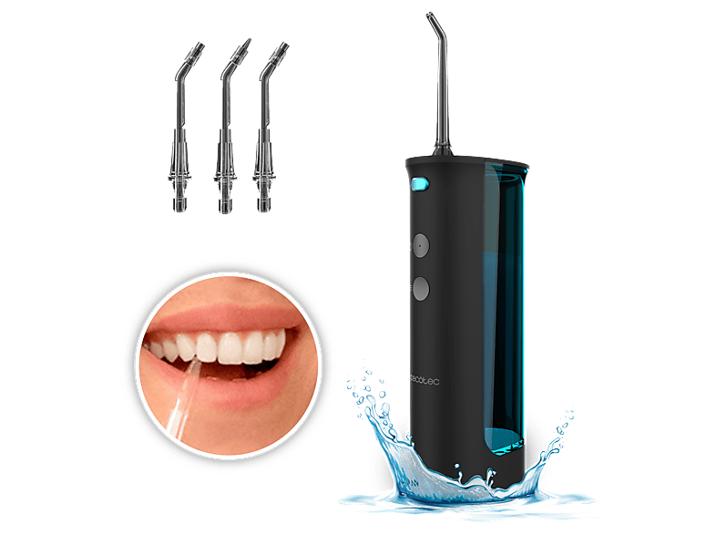 Irrigador - Cecotec ToothCare Jet Fresh, 3 Niveles de intensidad: Normal, pulse y soft, 1200 rpm, Temporizador, 20 días autonomía, Negro