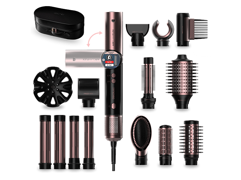 REACONDICIONADO Seminuevo Muy bueno Moldeador - Cecotec AirGlam 14in1 Flex Black, 14 Cabezales intercambiables, Revestimiento cerámica y queratina